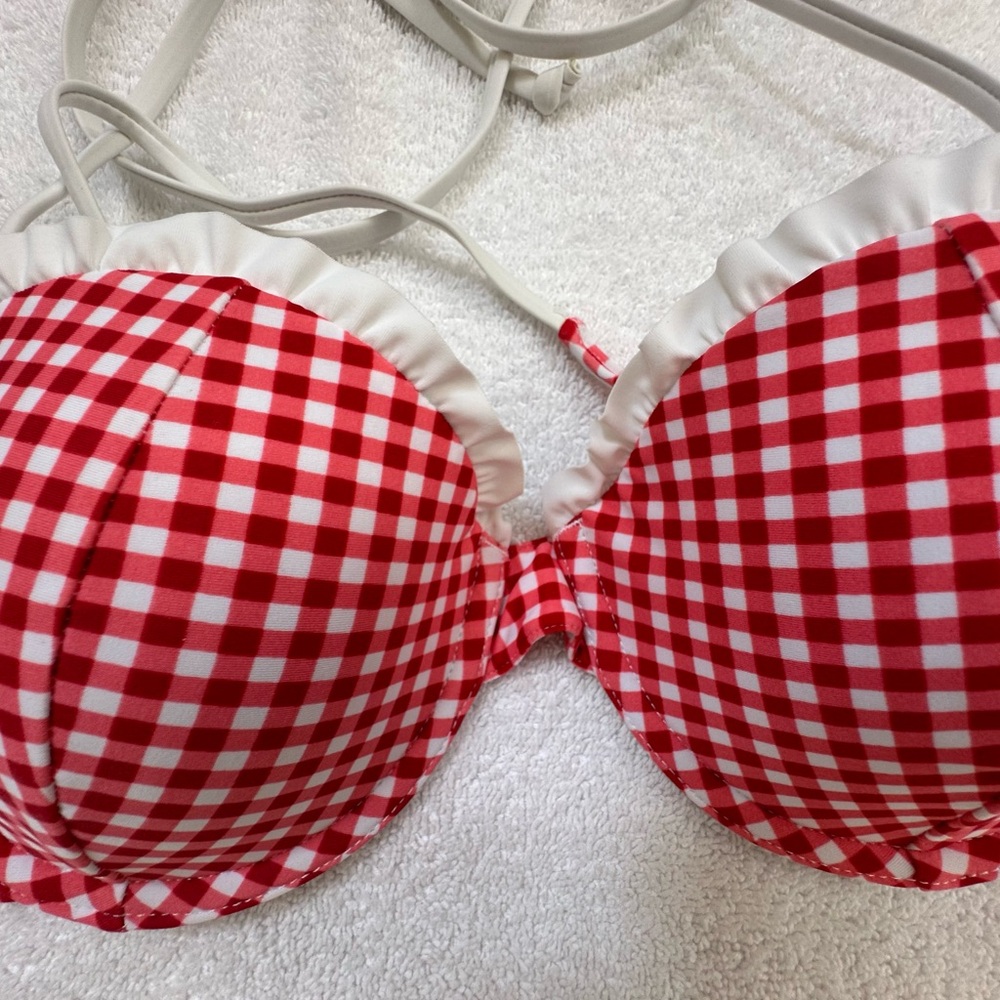 U.S. Polo Assn. Red and White Gingham Bikini